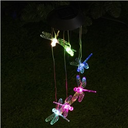 Садовый светильник «Стрекозы», уличный, на солнечной батарее, 6 LED, свечение мульти