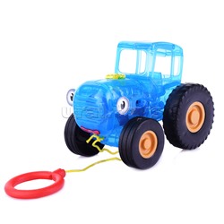 Каталка "Синий трактор" (20 песен, загадок, звуков. прозрачный пластик, свет) на бат., в коробке