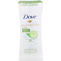 Dove, Дезодорант-антиперспирант Advanced Care Go Fresh, аромат «Основы прохлады», 2 шт. по 74 г