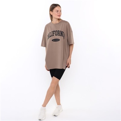 Футболка женская Little Secret, коричневая, размер оверсайз (42-46)