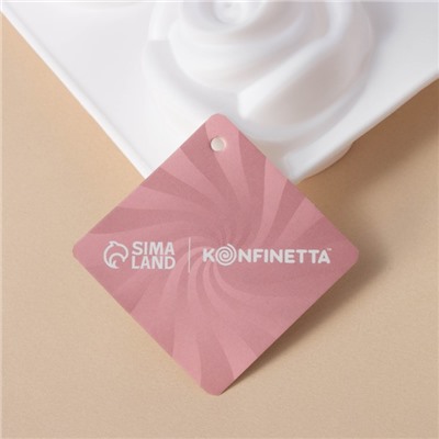 Форма для муссовых десертов и выпечки KONFINETTA «Розы», 30×17.5×6 см, 6 ячеек (6.5×6.8 см), белая