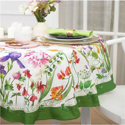 Скатерть «Этель. Луговые цветы» d=150 см, 100% хлопок, саржа 190 г/м²