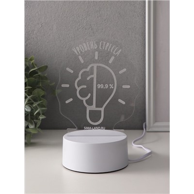 Светильник 3D RISALUX «Уровень стресса 99.9%», LED-ночник, RGB, от сети, 9.5×12.8×14.9 см