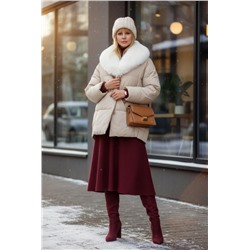 Куртка с меховым воротником арт.6677 зима, евро-зима (Бежевый)