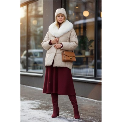 Куртка с меховым воротником арт.6677 зима, евро-зима (Бежевый)