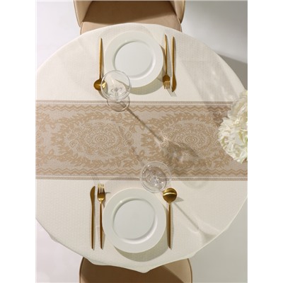 Скатерть «Этель», бежевая, с орнаментом, 140×140 см