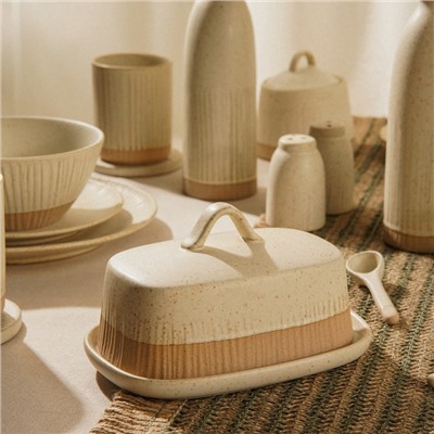 Маслёнка SL Home «Виенто», 18.5×13×10.5 см, керамика, бежевая