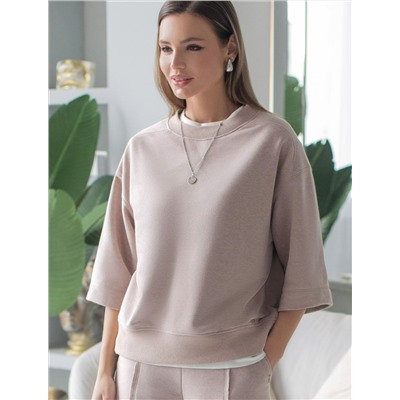 Свитшот свободный из петельчатого футера двухнитки с эластаном