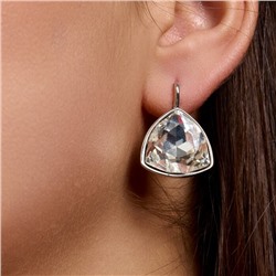 Серьги с кристаллом под Swarovski ювелирная бижутерия коллекция "Дубай" покрытие посеребрение, вставка: стекло, цвет: прозрачный, арт.414.579