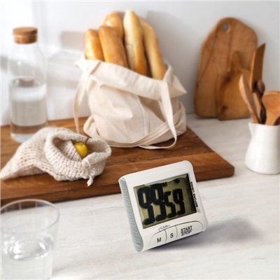 Таймер LuazON LTB-02, электронный, с магнитным креплением, белый