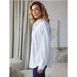 Блузка свободного силуэта в тонкую полоску из хлопка