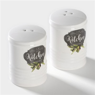 Набор для специй Доляна «Гурман», солонка, перечница, 120 мл, доломит, белый