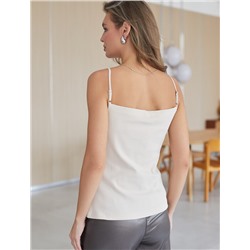 Топ на регулируемых бретелях базовый эластичный из премиального хлопка