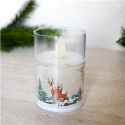 Свеча светодиодная подвижный фитиль в подсвечнике 6х8 см / VFR-109 /уп 12/480/Новогодняя