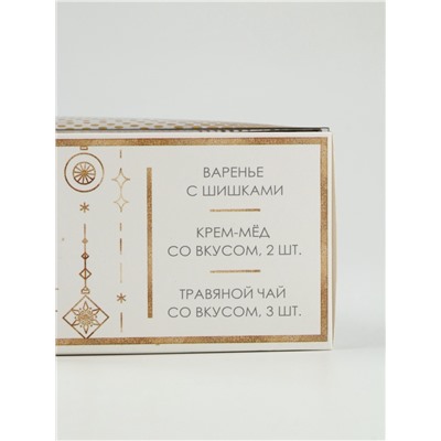 Подарочный набор новогодний «С Новым Годом»: крем-мёд 2 шт.×120 г, варенье 100 мл., чай 3 шт.×25 г