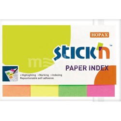 Закладки с клеевым краем Stick`n 20х50 мм 4цв х 50шт бумажные 21205 (822675) Hopax