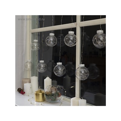 Гирлянда «Бахрома» 2.5×0.7 м роса с насадками «Шарики», IP20, серебристая нить, 150 LED, свечение мульти, 12 В