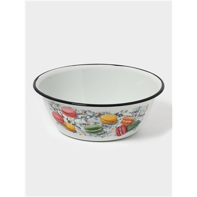 Миска эмалированная «Цветное печенье», 2 л, белая