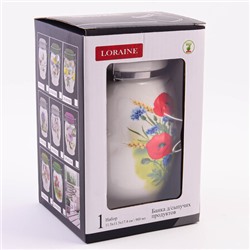 60277 Банка для сыпучих 700мл Цветущие Маки доломит/металл LR (х36)