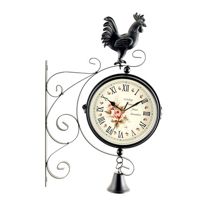 Часы настенные интерьерные «Флюгер», двусторонние, на подвесе, бесшумные, плавный ход, 48×32 см, циферблат d=19 см, 1хАА