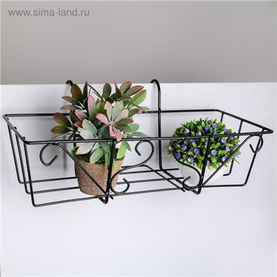 Подставка для цветов балконная Доляна «Ренессанс» 45.5×20×12 см, чёрная