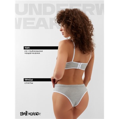 Комплект нижнего белья женский (топ, трусы) Collorista, серый, размер 46-48