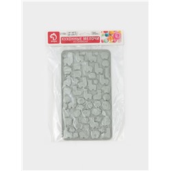 Форма для мармелада Доляна «Ферма», силикон, 23×12.5×1 см, 53 ячейки, серая