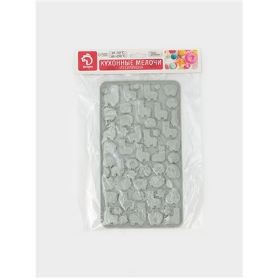 Форма для мармелада Доляна «Ферма», силикон, 23×12.5×1 см, 53 ячейки, серая