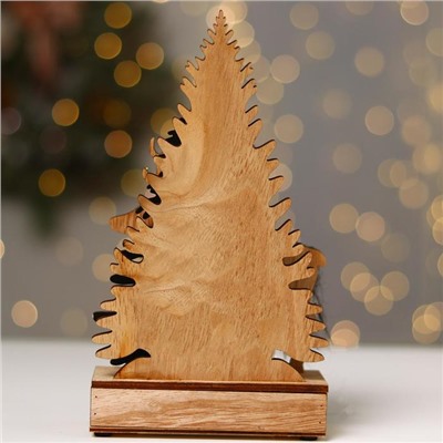 Декор с подсветкой «Ёлочки и олень с колокольчиком», 13.5×5×22 см, зелёный