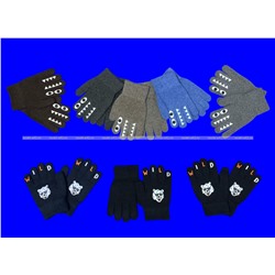 Перчатки детские, подростковые с начесом с прикольным принтом арт. 0703