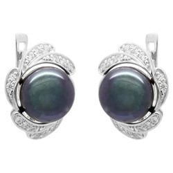 Серьги из серебра жемчуг, см075ч