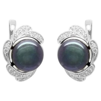 Серьги из серебра жемчуг, см075ч