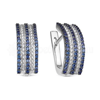 Серьги из серебра с кварцем сапфир родированные 925 пробы с-7163р108