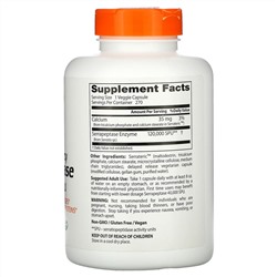 Doctor's Best, высокоэффективная серрапептаза, 120 000 SPU, 270 вегетарианских капсул