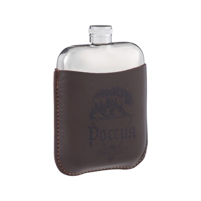 Фляжка «Россия», нержавеющая сталь, чехол, 180 мл, 6 oz