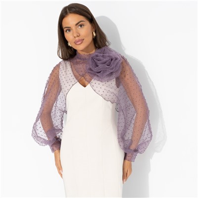 Болеро нарядное со съемным декором, Деловой взгляд (сиреневое, с брошкой)