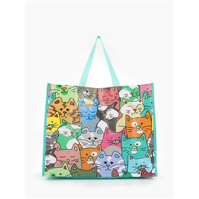 Сумка хозяйственная без застёжки, с принтом, 45×20×37 см, зелёная