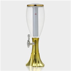 Башня пивная Gold, колба с подсветкой, 3 л, пластик, золотистая
