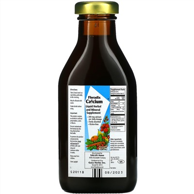 Gaia Herbs, Floradix, Calcium, Liquid Herbal and Mineral Supplement, 200 mg, 8.5 fl oz (250 ml)