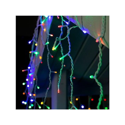 Гирлянда «Бахрома» 4×0.6 м, IP44, белая нить, 180 LED, свечение мульти, 8 режимов, 220 В