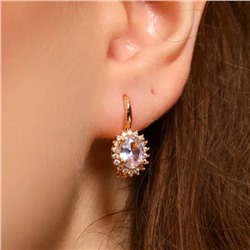 Серьги круглые ювелирная бижутерия коллекция "Дубай" покрытие: позолота, вставка: фианиты, цвет: прозрачный, арт.314.388