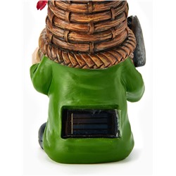 Садовая фигура из полистоуна «Гном с лопатой», 24×14×13.5 см, с подсветкой