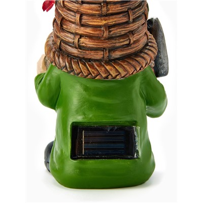 Садовая фигура из полистоуна «Гном с лопатой», 24×14×13.5 см, с подсветкой