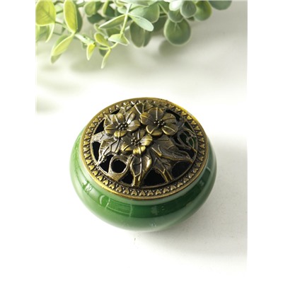 Курильница для благовоний, подставка для конусов TAKE IT EASY «Нефрит», 9.5×7 см, керамика, зелёная