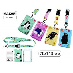 Бейдж (нагрудная этикетка)  вертикальный 110х70 мм "КОТЫ" на шнурке в асс. 4 диз. M-4854 Mazari