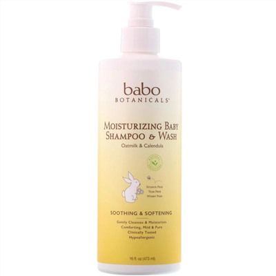 Babo Botanicals, увлажняющий детский шампунь и гель для душа, с овсяным молоком и календулой, 473 мл (16 жидких унций)