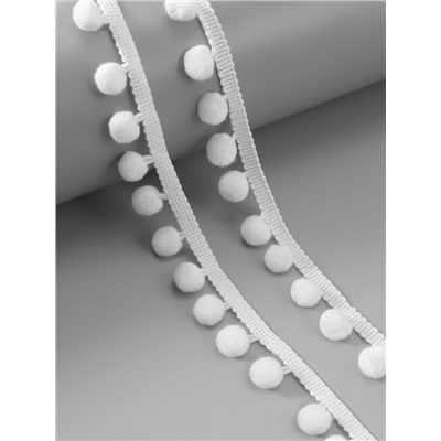 Тесьма декоративная с помпонами, 25±5 мм, 8±0.5 м, белая