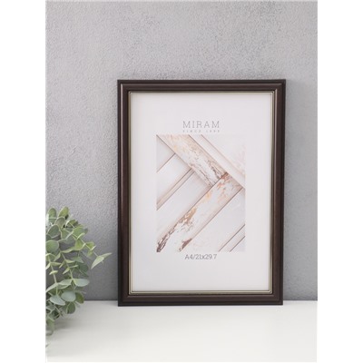 Фоторамка для фото 21×29.7 см (A4) «МИРАМ», пластик, венге, (пластиковый экран)