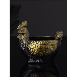 Фигурное кашпо для цветов «Курица», 64 мл, 10×9×6 см, гипс, цвет чёрное золото