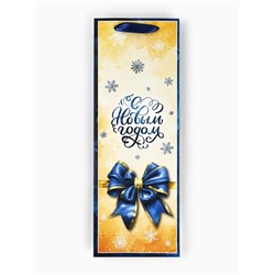 Пакет подарочный новогодний под бутылку «Бант», 13×36×10 см